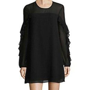 BCBGeneration Black Ruffle Back Shift Dress